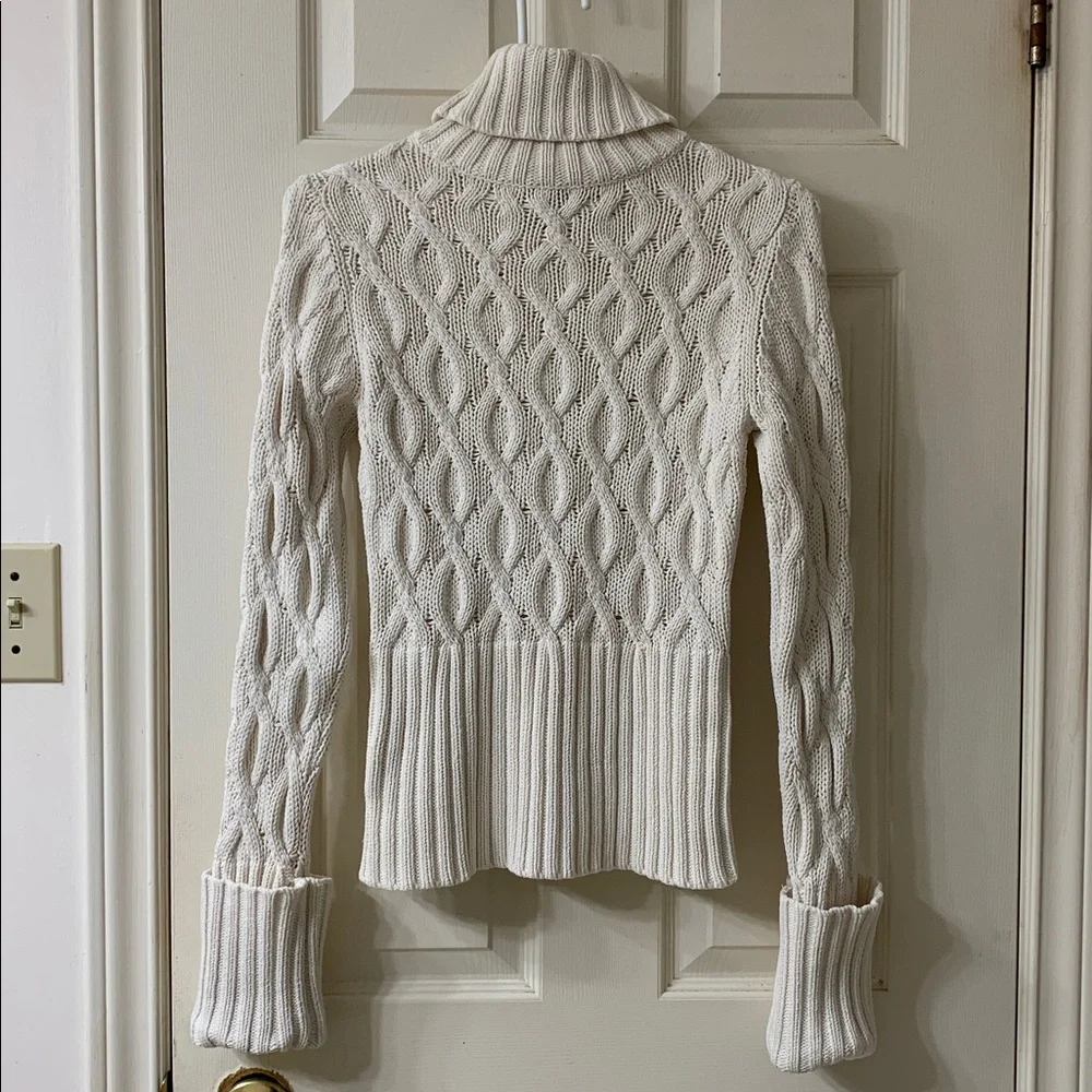 Tommy Hilfiger, US S, Ivory Long Sleeve Cable Knit Turtleneck Sweater - Picture 2 of 9
